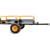Wiltec Kippanhänger bis 450 kg für Rasentraktor, Anhänger Kipper 210 x 120 x 70 cm mit Gitter u. abnehmbaren Seitenwänden, Anhänger mit Kippfunktion