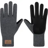 Normani Herren Merino Strick-Fingerhandschuhe mit Schafleder "Leanyer" - 9635