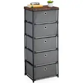 Relaxdays Ladekastje - mit 5 Lades - 105x43x33 cm - industriell - Wohnzimmer - Schlafzimmer - grau-braun