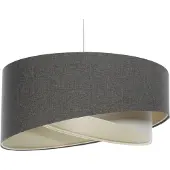 Licht-Erlebnisse Hängelampe Stoff D: 40 cm H: max. 90 cm Weiß Grau Creme E27 rund Modern Pendelleuchte