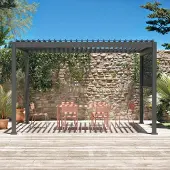 Sweeek - Pergola mit Lamellendach Triomphe 3x4m mit Markise 3m - Anthrazit