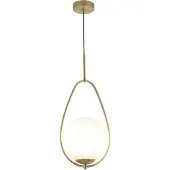 Searchlight Avalon Zeitgenössische Aufhängung Stahl Gold Weißes Glas 1 Licht E27