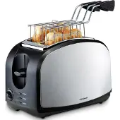 Trisa Crispy Snack, 4 Scheibe(n), Schwarz, Silber, Edelstahl, Tasten, Drehregler, 600 W, 230 V
