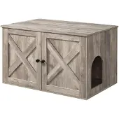 Feandrea Katzentoilette,80x53x49,2cm,mit herausnehmbarem Trennwand greige