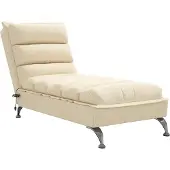 vidaXL Massage-Chaiselongue mit Kissen Creme Stoff