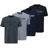 s.Oliver Herren T-Shirt, 4er Pack - Basic, Logoprint, Rundhals, Baumwolle