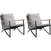 vidaXL Gartenstühle mit Kissen 2 Stk. Schwarz Stahl