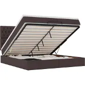 vidaXL Ottoman-Bett mit Matratze & LEDs Dunkelbraun 180x200 cm Stoff
