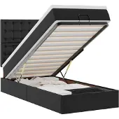 vidaXL Ottoman-Bett mit Matratze Schwarz 80x200 cm Kunstleder