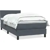 vidaXL Boxspringbett mit Matratze Dunkelgrau 80x220 cm Samt