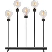 Konstsmide - LED Metallleuchter, schwarz, mit Dimmer, wechselbare Leuchtmittel , mit an/aus Schalter, 5 runde Globes, 10 bernsteinfarbene Dioden, 24V Innentrafo, 3,5W, schwarzes Kabel
