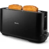 Philips Daily Collection Toaster, 1 langer Toastschlitz, Brötchenaufsatz, 8 Stufen, Auftaufunktion, Schwarz (HD2590/90)