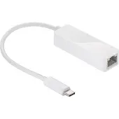 Goobay USB-C-Ethernet-Adapter, weiß, zum Anschluss eines PCs oder Apple MacBook an ein Ethernet-Netzwerk (RJ45) über den USB-C-Anschluss