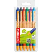 Stabilo Kugelschreiber pointball, Druckmechanik, dokumentenecht, Strichstärke 0,5 mm, farbsortiert, 6er-Set