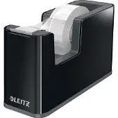 Leitz Klebefilmabroller WOW, ergonomisch, für Klebebandrollen mit B 19 mm x L 33 m, inkl. Klebeband, recycelbarer ABS-Kunststoff, schwarz/schwarz