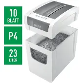 Leitz IQ Home Office Slim Aktenvernichter P4, Partikelschnitt 4 x 28 mm, 23 l, 10 Blatt Schnittleistung, Anti-Papierstau-Technologie, weiß