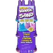 Spin Master Schimmer Sand 3er Pack 340 g - 3 Farben Glitzersand aus Schweden in Burgenförmchen für kreatives, sauberes Indoor Sandspiel, für Kinder ab 3 Jahren