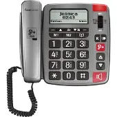 Amplicomms PowerTel 196, Analoges Telefon, Kabelgebundenes Mobilteil, Freisprecheinrichtung, 200 Eintragungen, Anrufer-Identifikation, Grau