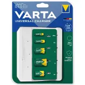 Varta Universal Charger, Nickel-Metallhydrid (NiMH), Kurzschluß, 9V, AA, AAA, C, D, 4 Stück(e), Akkus/Batterien enthalten