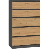 Top E Shop Topeshop M5 ANTRACYT/ARTISAN, Anthrazit, Eiche, 5 Schublade(n), Partikelbord, Monochromatisch, Modern, Partikelbord