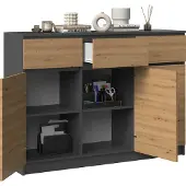 Top E Shop Topeshop 3D3S ANT/ART KPL, Anthrazit, Eiche, 3 Schublade(n), Partikelbord, Einfarbig, Modern, Matt