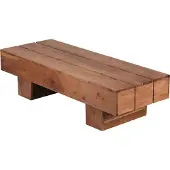 FineBuy Couchtisch rechteckig Akazie Massivholz 120 cm – Wohnzimmertisch eckig im Block Design | Moderner Holztisch handgefertigt