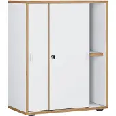 VCM Aktenschrank "Büroschrank Aktenschrank Schiebetüren Salia 2fach", weiß, B:60cm T:37cm, Obermaterial: 100% Holz Wood., Schränke, Aktenschrank