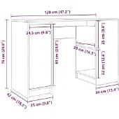 vidaXL Schreibtisch Artisan-Eiche 120x42x76 cm Holzwerkstoff