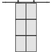 vidaXL Schiebetür mit Beschlag Schwarz 90x205 cm Hartglas
