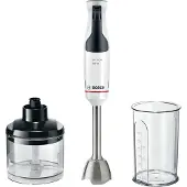 Bosch Stabmixer "ErgoMaster Serie 4 MSM4W220, 4 Klingen, Zerkleinerer, Becher, weiß" 600 W Mixfuß Edelstahl, großer Bedienhebel, Keramikkupplung, Made in Europe