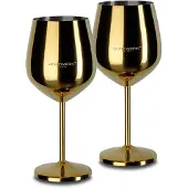 Echtwerk Weinglaser bruchsichere Weingläser/Weinkelche aus Edelstahl 2tlg, 21x 7,3cm, 0,5L, Farbe:Gold