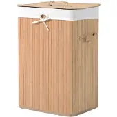 HOMCOM Wäschekorb Rechteck dunkelbraun Bambus 72L 40 x 30 x 60cm