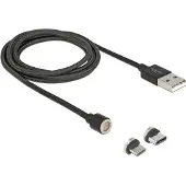DeLOCK Magnetisches USB Daten- und Ladekabelset für Micro USB / USB Type-C schwarz 1,1 m