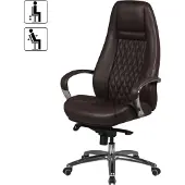 FineBuy AUSTIN Bürostuhl Braun Echtleder Schreibtischstuhl ergonomisch Chefsessel edel Drehstuhl höhenverstellbar