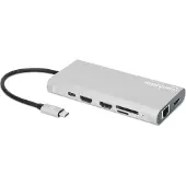 Manhattan 130660, Kabelgebunden, USB 3.2 Gen 1 (3.1 Gen 1) Type-C, 100 W, 10,100,1000 Mbit/s, Aluminium, MicroSD (TransFlash), SD, SDHC, SDXC