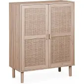 Sweeek - Aufbewahrungsschrank mit Holzoptik und Rattan-Geflecht, 2 Türen - Natur