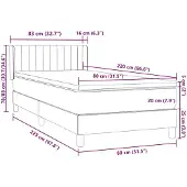 vidaXL Boxspringbett mit Matratze Dunkelgrau 80x220 cm Samt