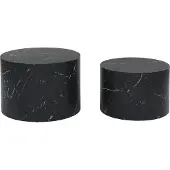 Sweeek - 2er Set runde Couchtische mit Marmoroptik - Schwarz