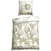 Schiesser Bettwäsche "Bretta aus weicher Baumwolle mit filigranem Palmwedel-Muster", Made in Green