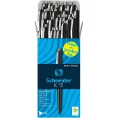 Schneider Kugelschreiber K15, Strichbreite Medium 1,0 mm, Schreibfarbe schwarz, Gehäuse schwarz, dokumentenecht, nachfüllbar, 50 Stück