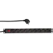 Logilink PDU9C02, Senkrecht, Aluminium, Schwarz, 9 AC-Ausgänge, 2 m, 250 V
