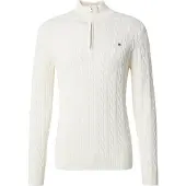 Gant für Herren. 8050603 Beigefarbener Pullover mit halbem Reißverschluss (M), Lässig, Baumwolle