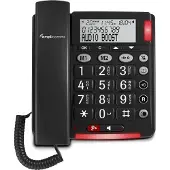 Amplicomms Bigtel 48 Plus, Analoges Telefon, Kabelgebundenes Mobilteil, Freisprecheinrichtung, 50 Eintragungen, Anrufer-Identifikation, Dunkles Grau