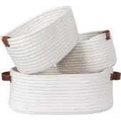 House Nordic | Set mit 3 Jarana-Aufbewahrungskörben Weiß Baumwolle 25x35x13 cm | NADUVI