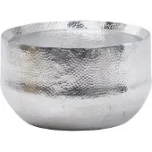 FineBuy Design Couchtisch rund 60 cm aus Metall silber Handgefertigter Aluminium Wohnzimmertisch mit Hammerschlag Orientalischer runder Alu Sofatisch
