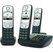 Gigaset A690A Trio, Analoges/DECT-Telefon, Kabelloses Mobilteil, Freisprecheinrichtung, 100 Eintragungen, Anrufer-Identifikation, Schwarz