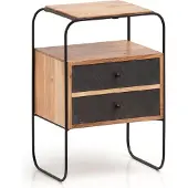 FineBuy Nachtkonsole FB55691 Akazie Massivholz Braun