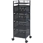 En.casa Rollwagen 'Sunndal' Servierwagen mit 4 Ebenen 79,5x27x27cm Schwarz