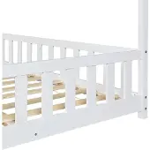 En.casa Hausbett ‘Hesel’ für Kinder mit Matratze Rausfallschutz Lattenrost 120 x 200 cm Weiß