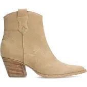 Manfield Beigefarbene Cowboystiefel aus Veloursleder | Größe 39